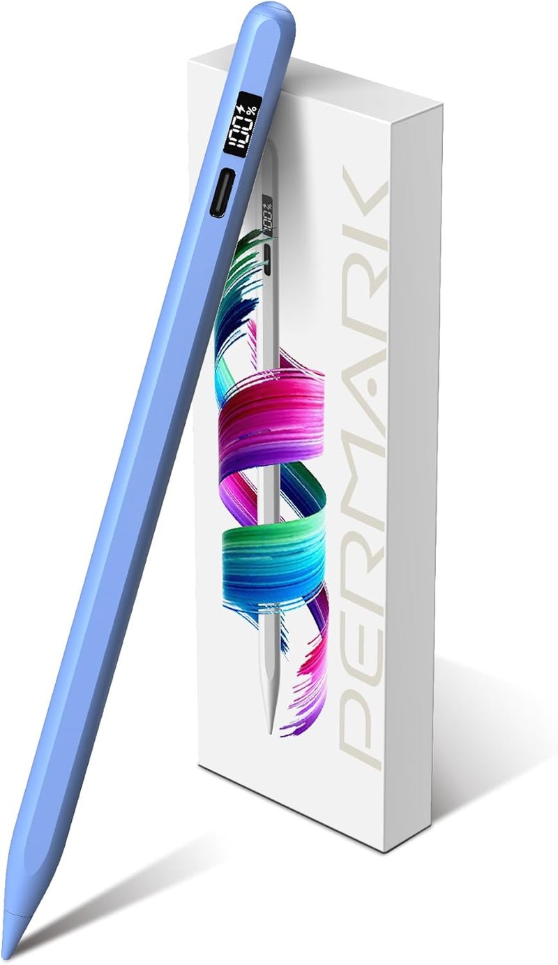 PERMARK Stylus Pen for iPad 2025-2018 with LED Power Display, 15Mins Fast Charge,Tilt Sensitivity Pencil for iPad 10/9/8/7/6th,11th A16,Air 11/13 M2/M3,Pro 11/13 M4,Pro 12.9",Air 5/4/3,Mini 7/6/5(Blue) - Image 1
